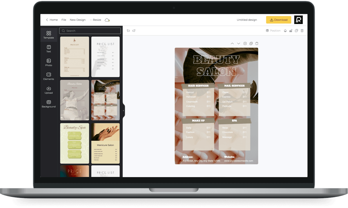 Бесплатно создайте оригинальный прейскурант онлайн