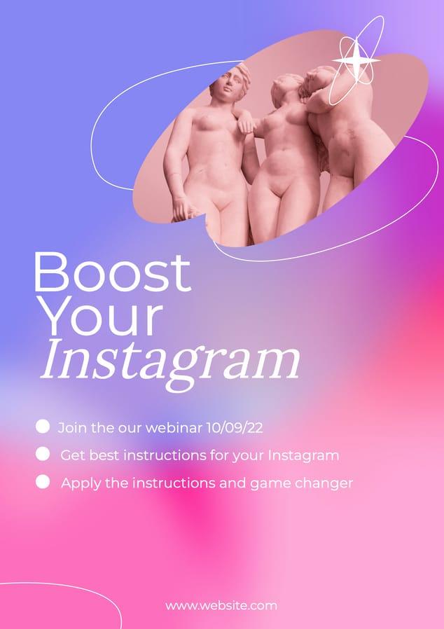 Увеличьте Свой Instagram Розовый Постер