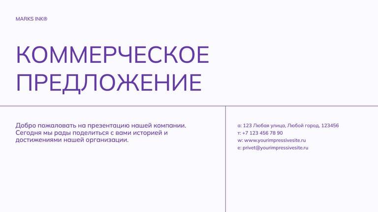 Элегантная Фиолетовая Стогая Коммерческая Презентация